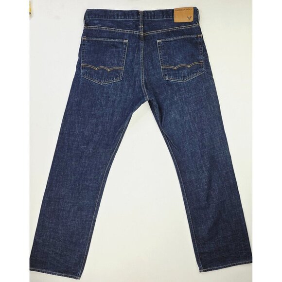 American Eagle Outfitters Size 36X34 Mens Relaxed Blue Denim Logo Cotton Jeans - Picture 1 of 11